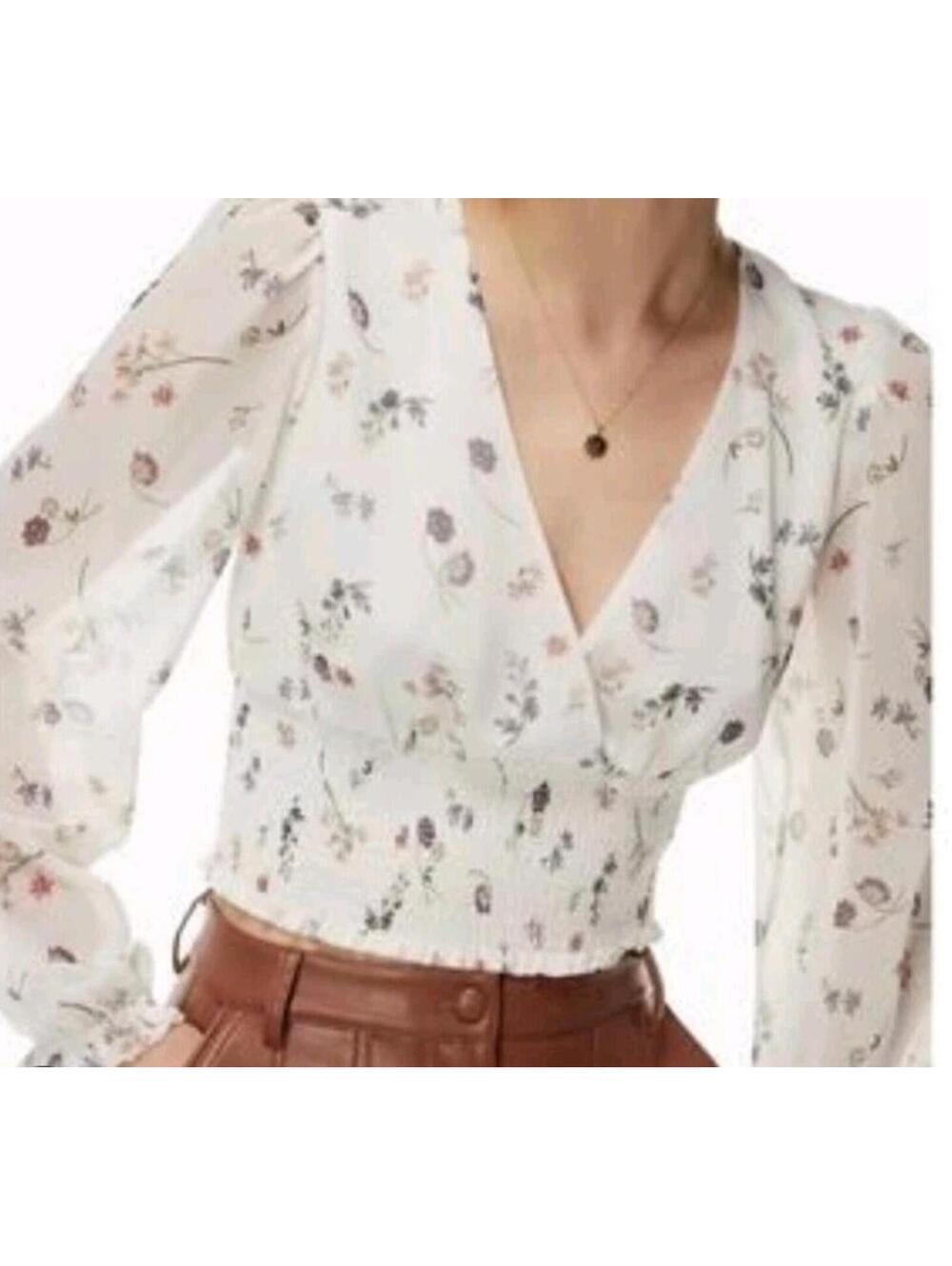 $68 Truth Women's Cottage Core Crop Top Size M Shipon Floral Lightweight Blouse